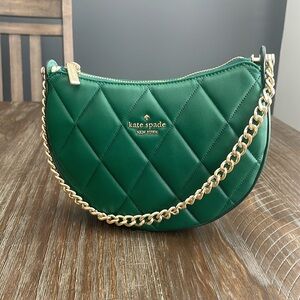 Kate Spade Carey Zip Top Crossbody Quilted Smooth Leather Deep Jade NEW